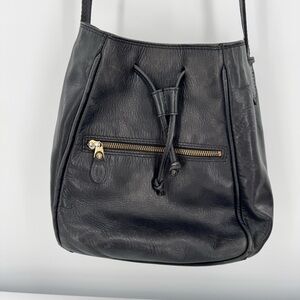 Fossil Handbag Crossbody Bag Black‎ Leather Drawstring Bucket Bag Purse